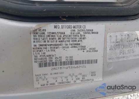 2003 Mercury Grand Marquis Gs from USA, damaged, VIN 2MEFM74W93X682421